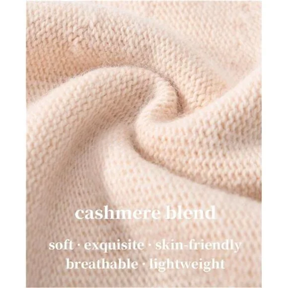 Cashmere Slouchy Knit Beanie Hat for Women Beige - Picture 2 of 6